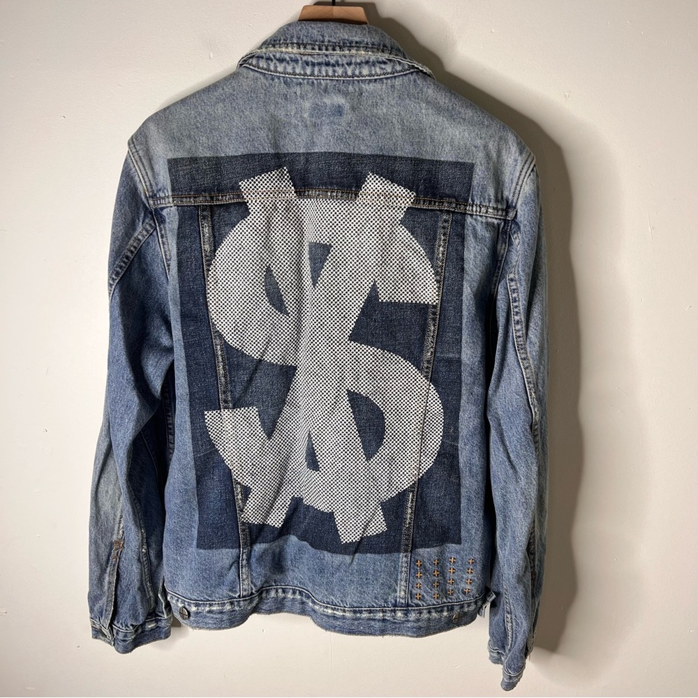 Ksubi Light Blue Classic Denim Jinx Pay Up Jacket size XXL Street Wear Fashion - Picture 6 of 9